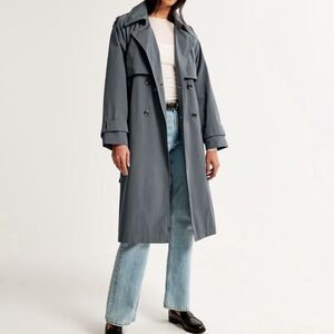 New Abercrombie & Fitch Elevated Trench Coat in Dark Grey